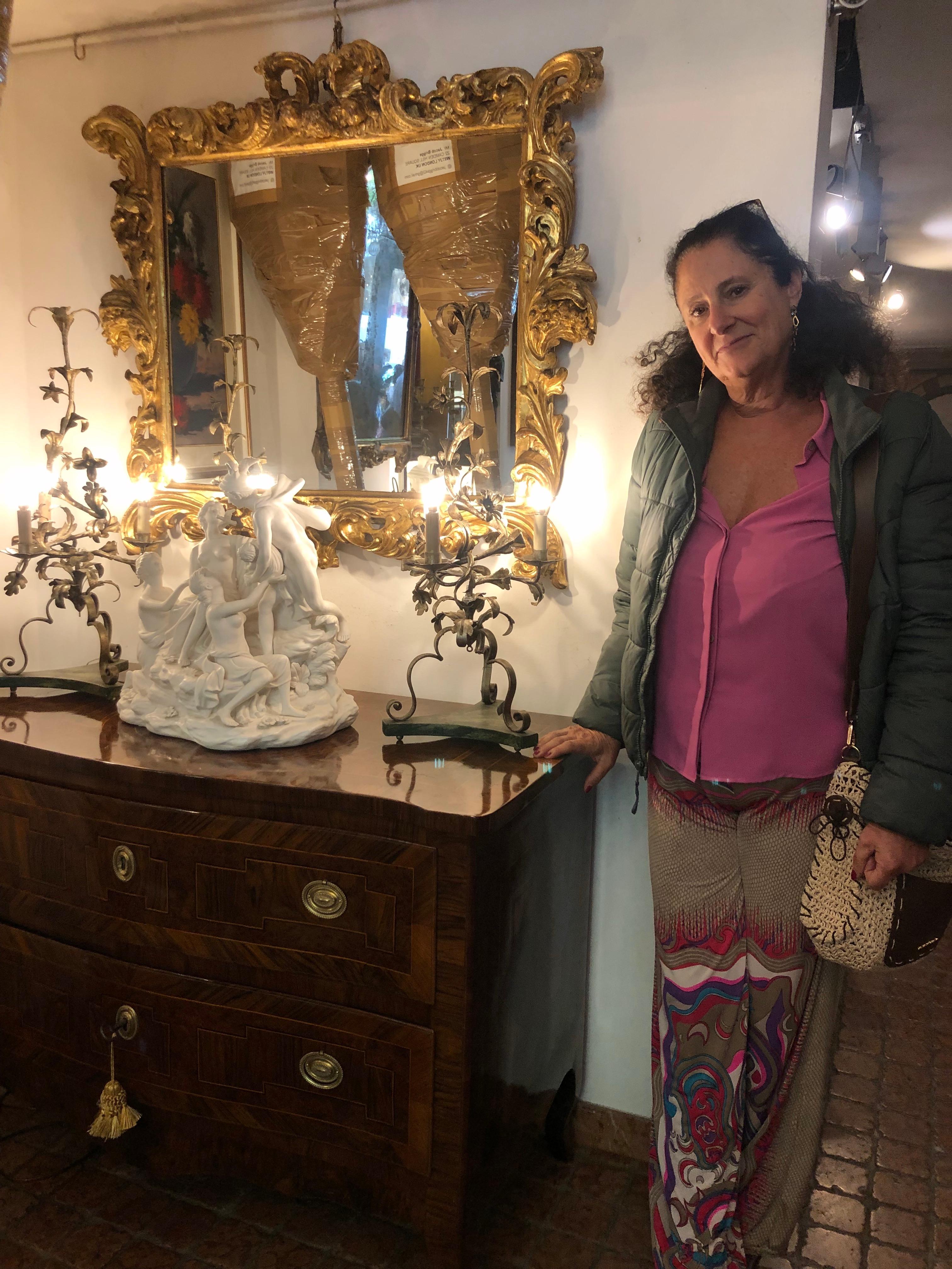 Hand-Carved Italian Rectangular Carved and Gilded Mirror Louis XIV Style 18th Century For Sale