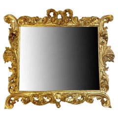 Espejo Rectangular Italiano Tallado y Dorado Estilo Luis XIV Siglo XVIII