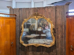 Miroir vénitien Charles X, doré à la feuille d'or, miroir au mercure, 1820