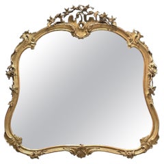 Miroir vénitien Charles X, doré à la feuille d'or, miroir au mercure, 1820