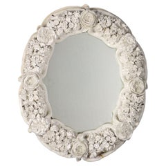 Specchiera Veneziana in Vetro Bianco Murano, XIX Secolo