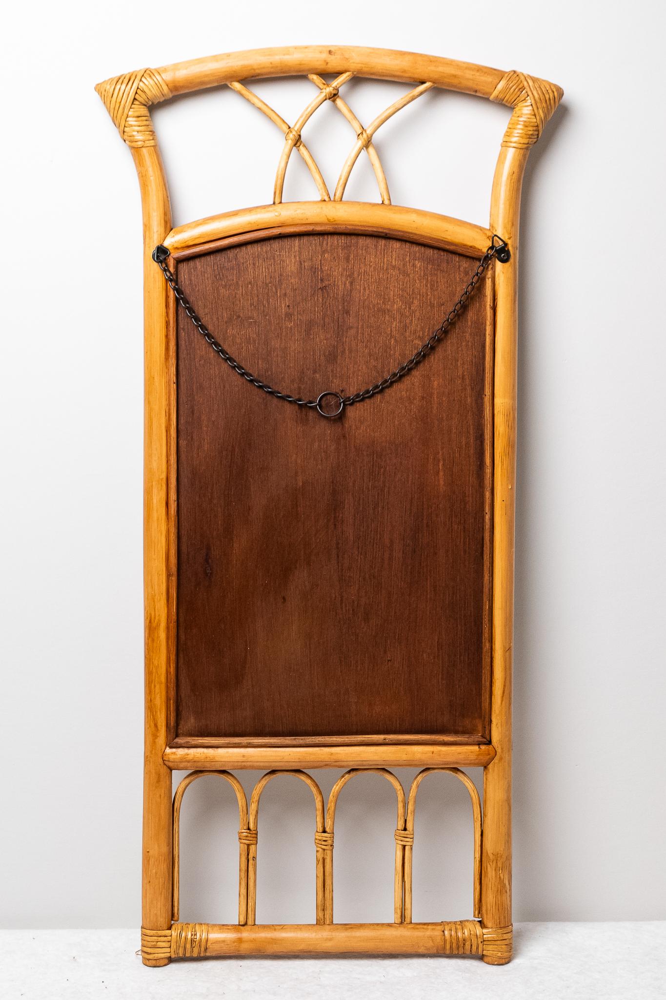 Mid-20th Century Miroir vintage en bambou et rotin, 1960s en vente