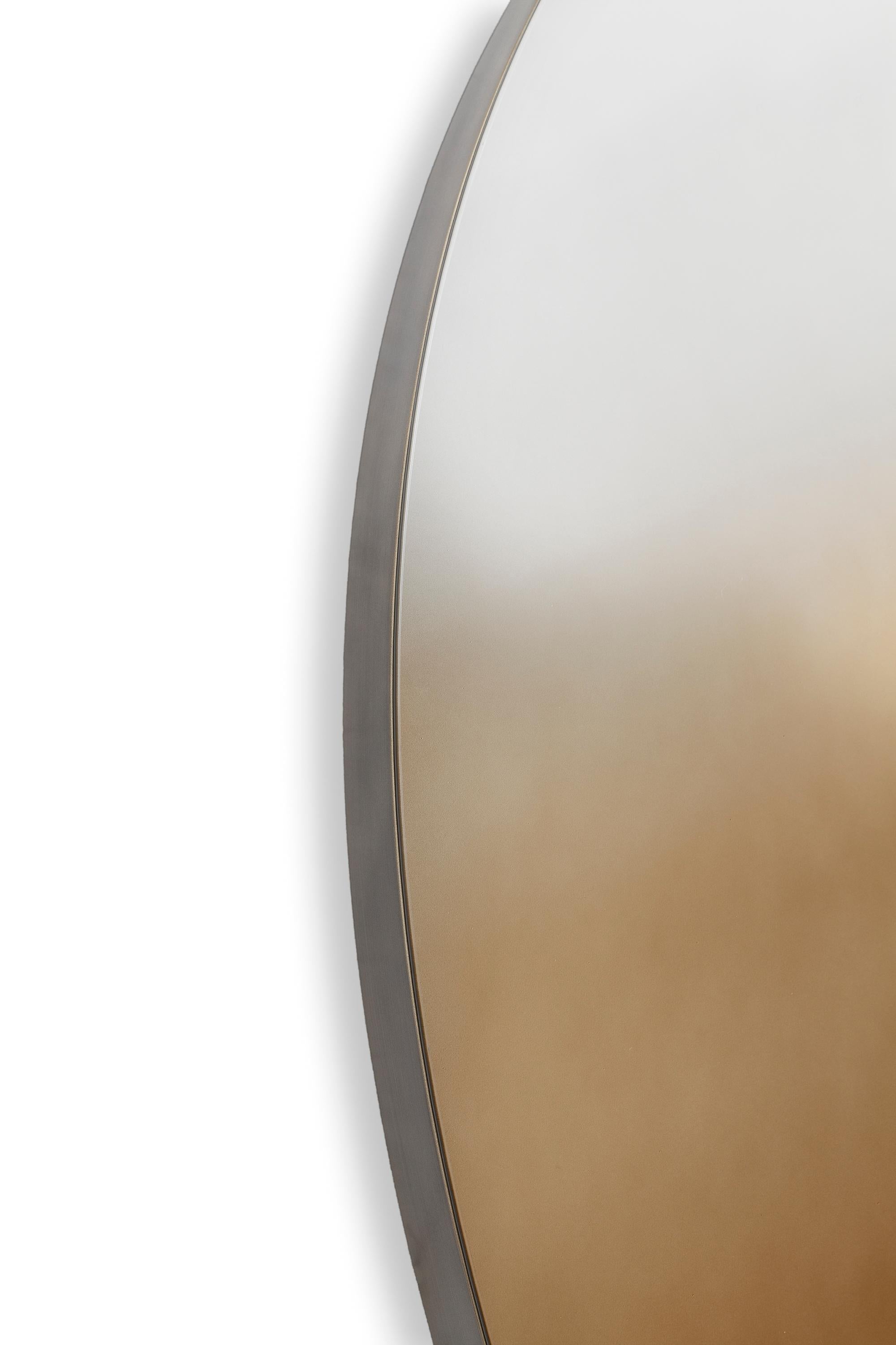 Minimalist  Specchio #2, Duo Oval Mirror in Teal and Beige  For Sale