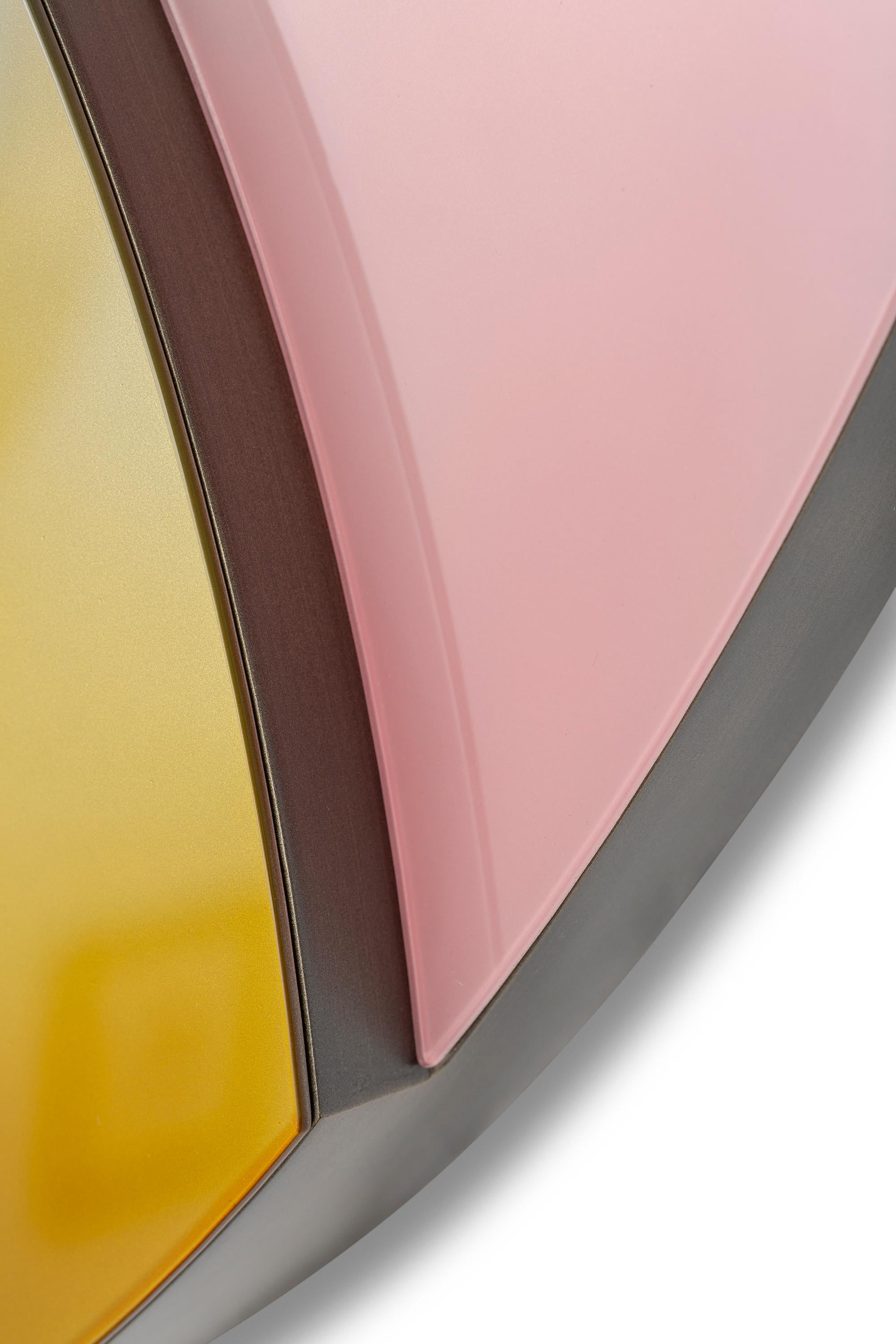 italien Miroir Specchio n° 3, Trio en rose, azur et jaune en vente