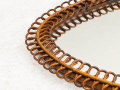 Rattan and bamboo teardrop mirror, 1950s