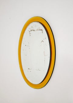 Miroir mural Cristal Art glass yellow Italie 1950/60 Mid-Century Modern