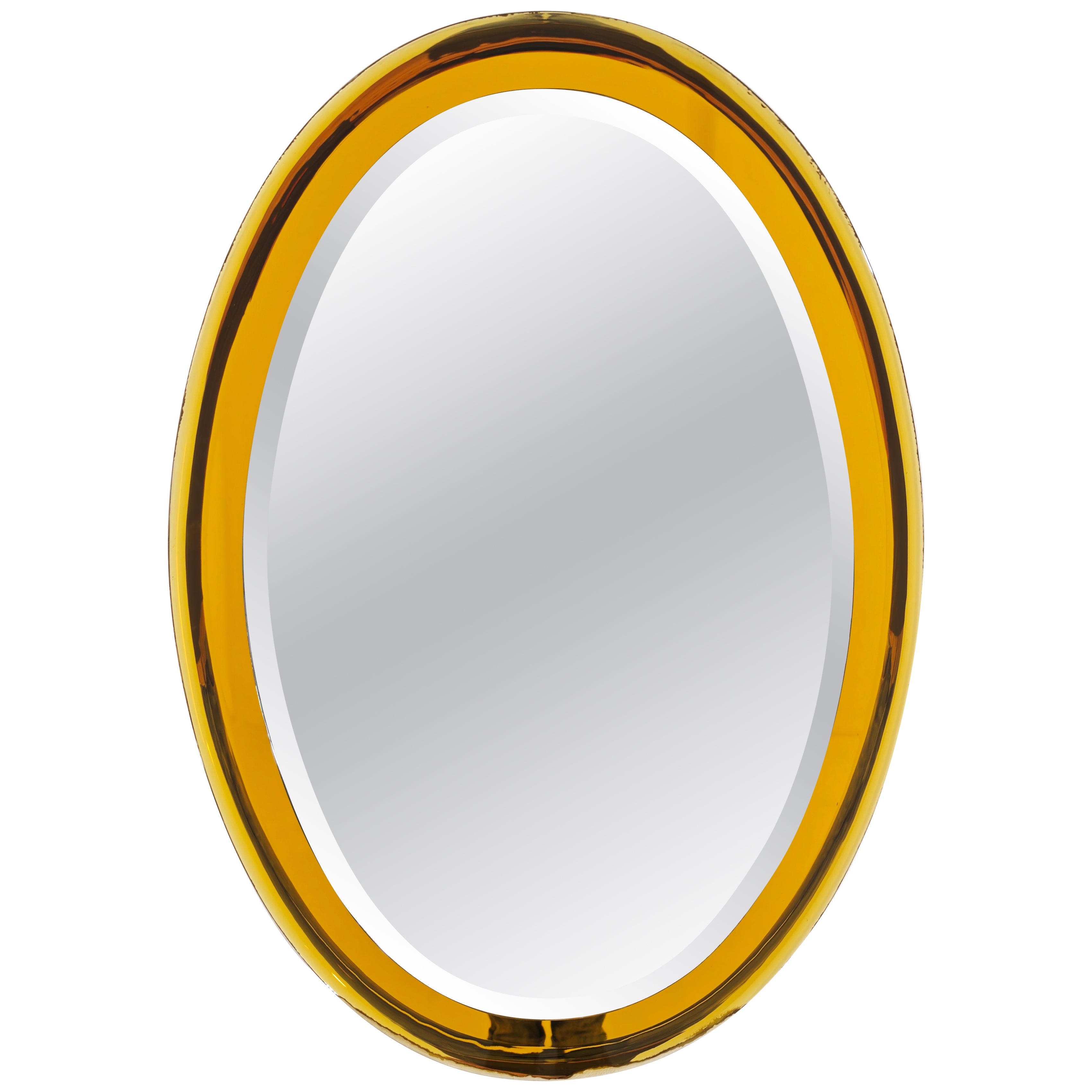Cristal Art wall mirror yellow glass Italy 1950/60 Mid-Century Modern