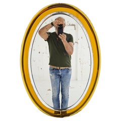 Miroir mural Cristal Art glass yellow Italie 1950/60 Mid-Century Modern