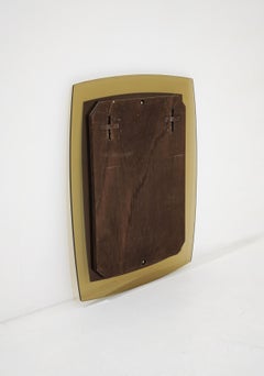 Cristal Art Wall Mirror, Honey-Amber Glass, Italy, 1970, Mid-Century Modern