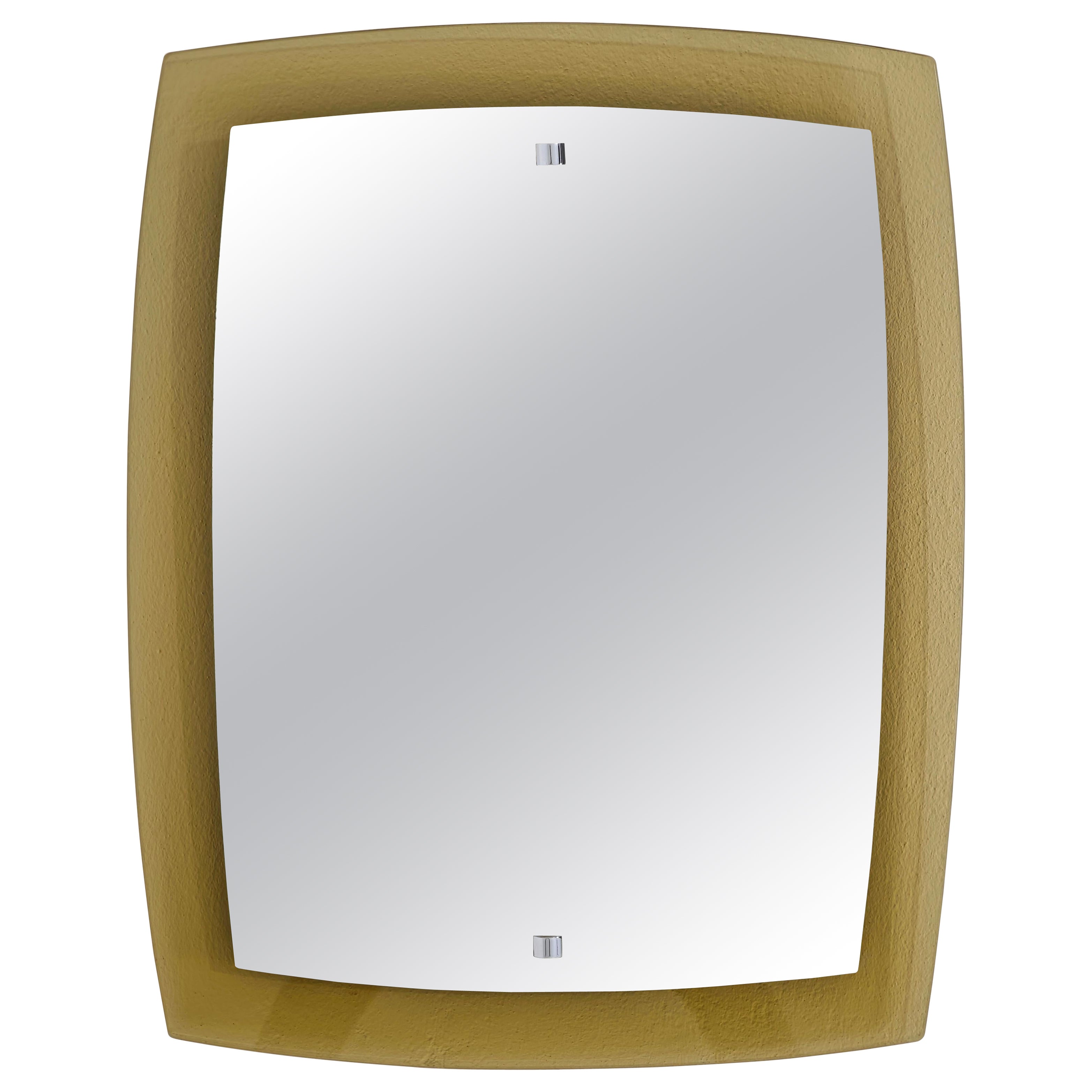 Cristal Art Wall Mirror, Honey-Amber Glass, Italy, 1970, Mid-Century Modern