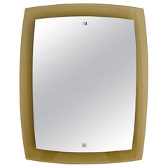 Cristal Art Wall Mirror, Honey-Amber Glass, Italy, 1970, Mid-Century Modern