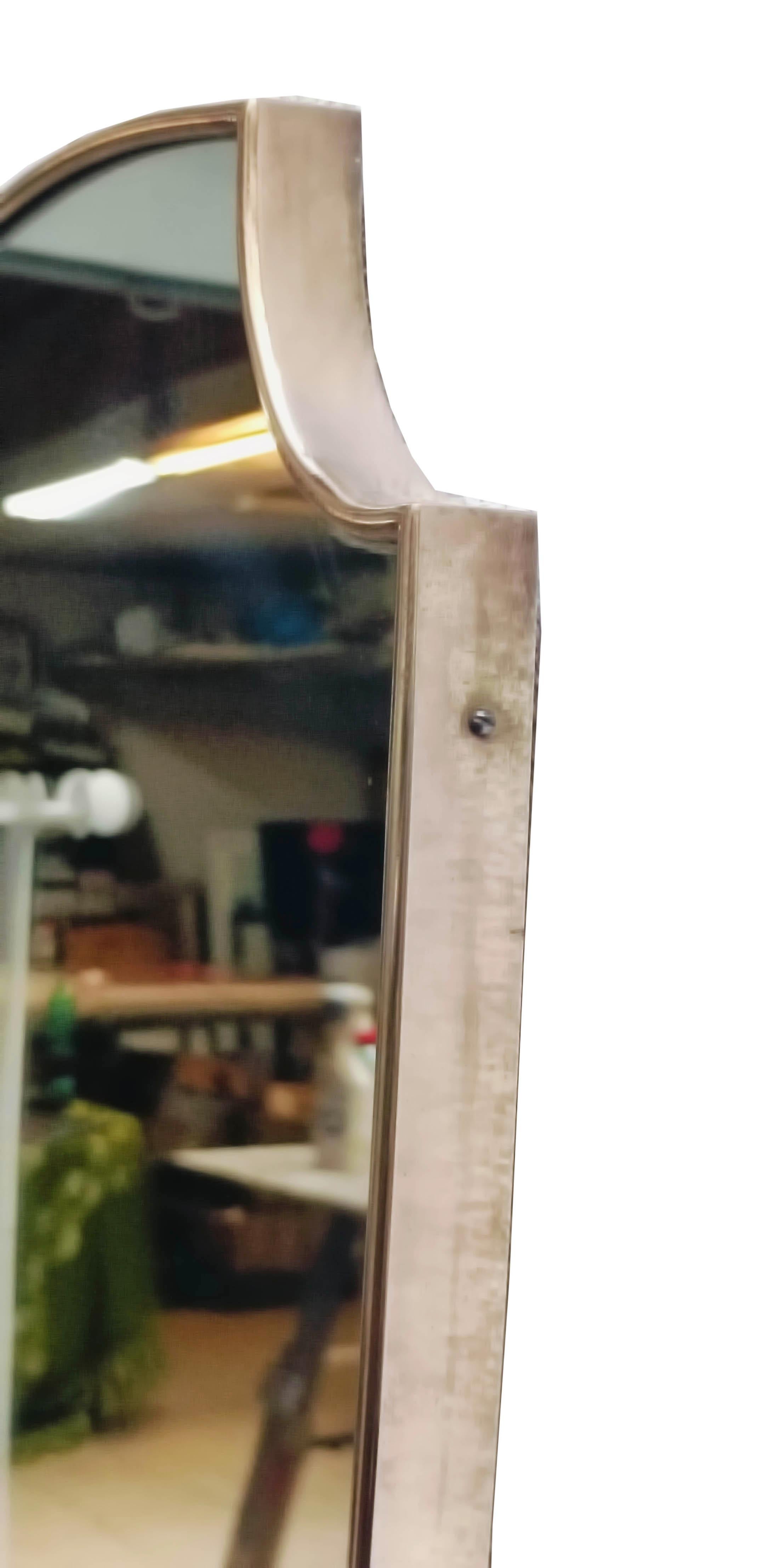 Italian Brass Wall Shield Mirror, Italy 1960s