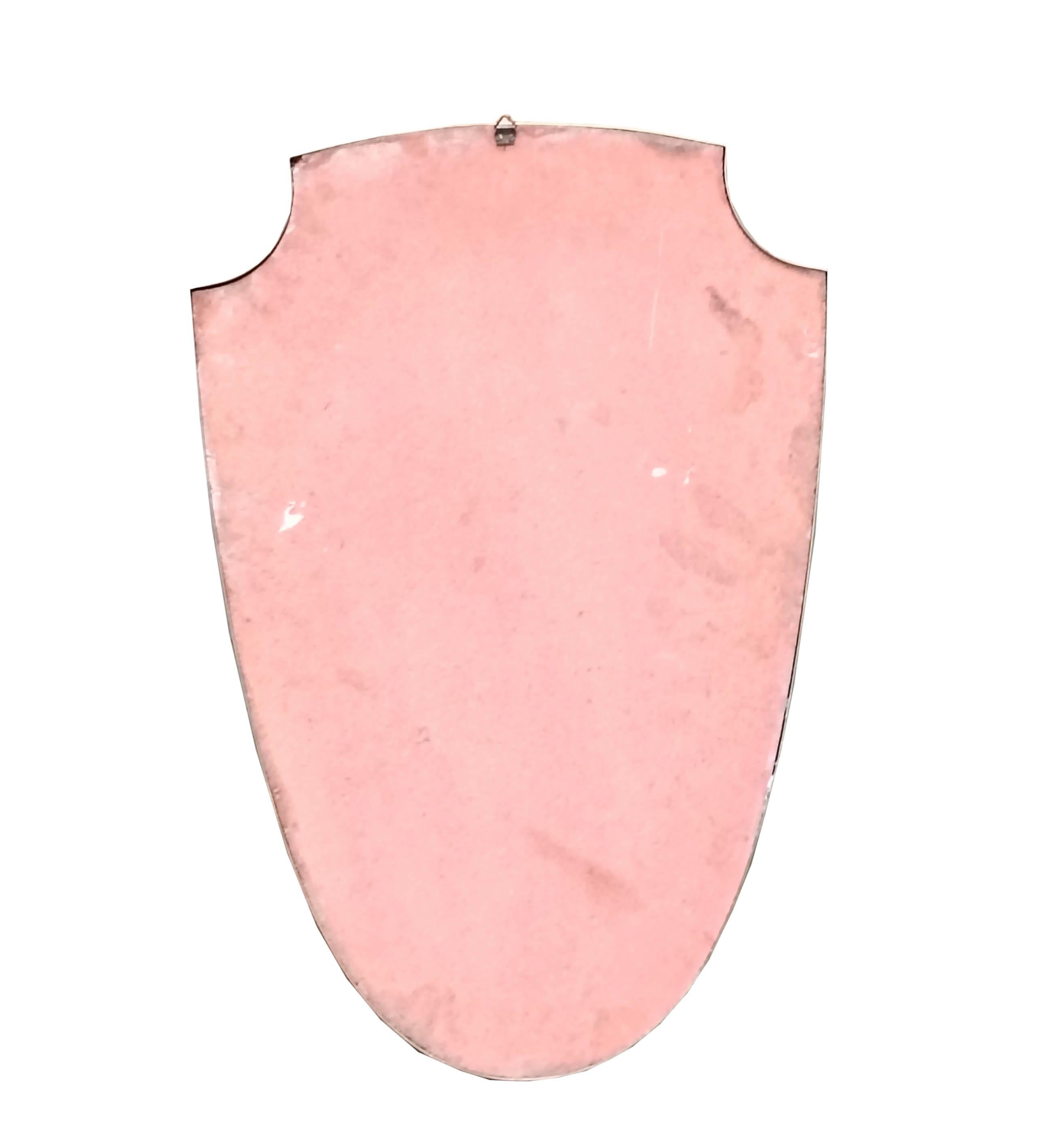 Brass Wall Shield Mirror, Italy 1960s In Good Condition In Naples, IT