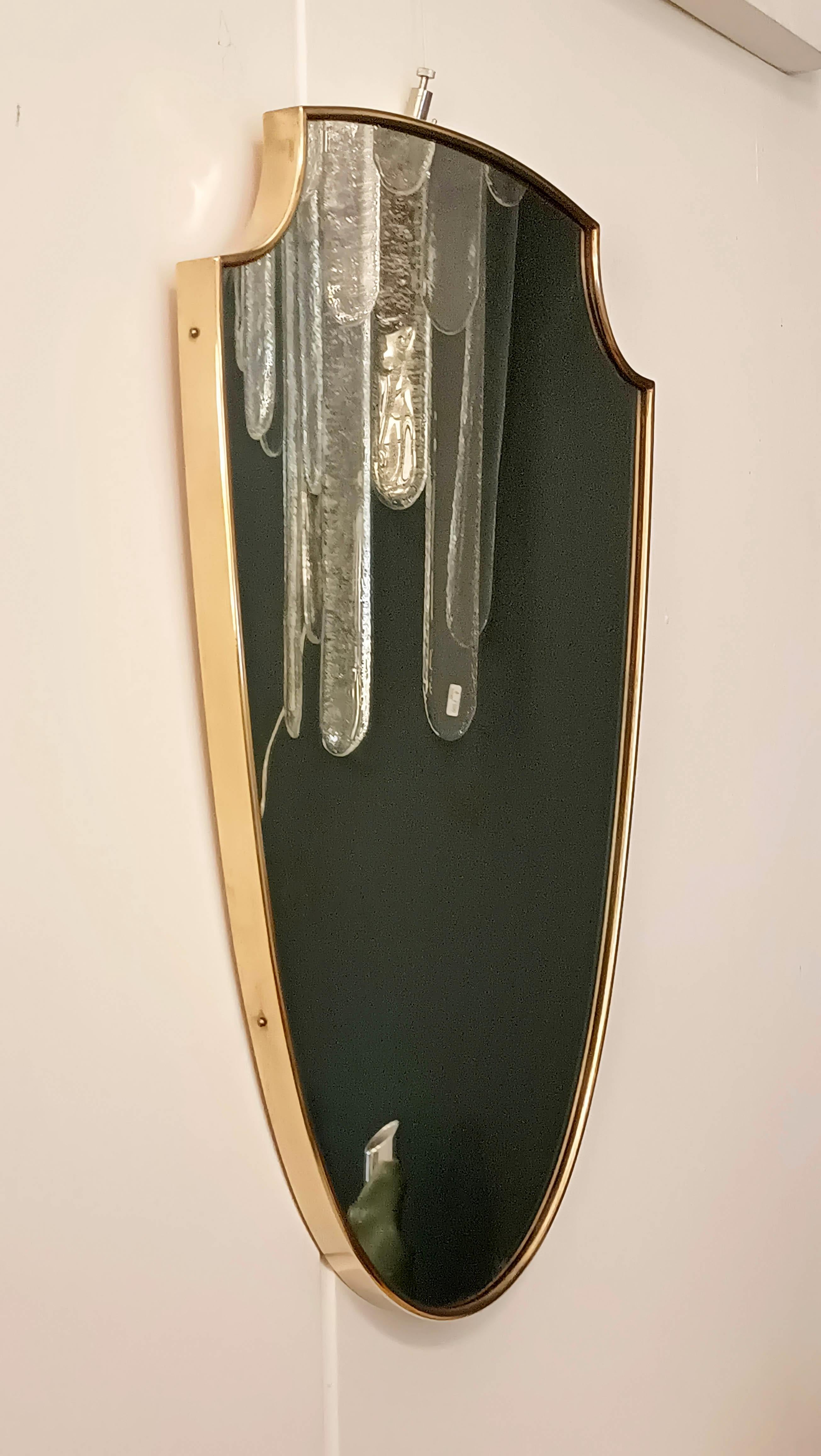 Brass Wall Shield Mirror, Italy 1960s 1