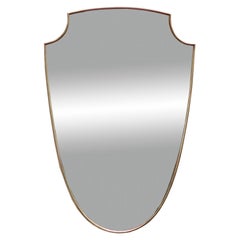 Brass Wall Shield Mirror, Italy 1960s