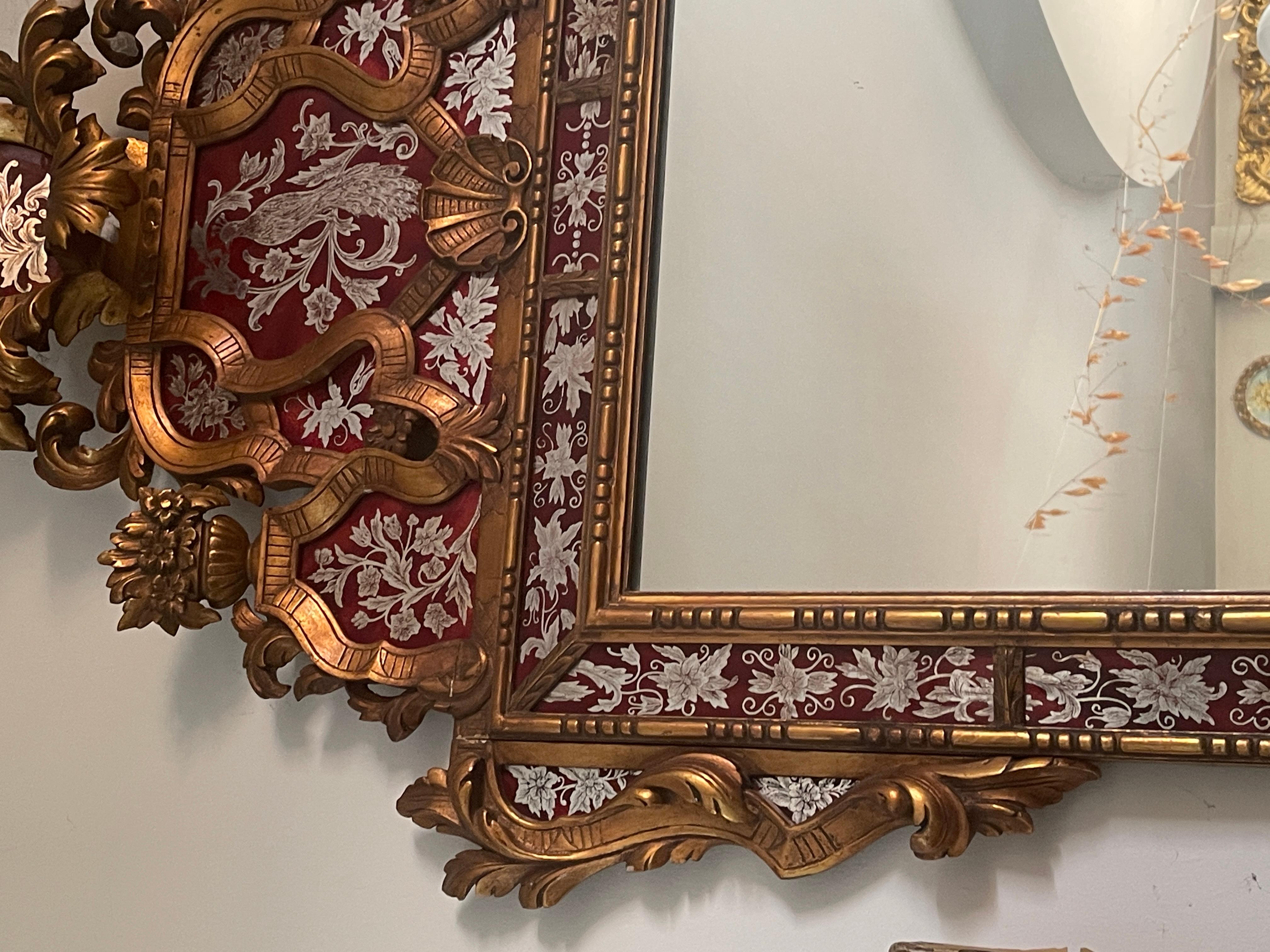 Espejo Antiguo con Marco Dorado en Estilo Barroco - Elegancia y Refinamiento Hecho a mano en venta