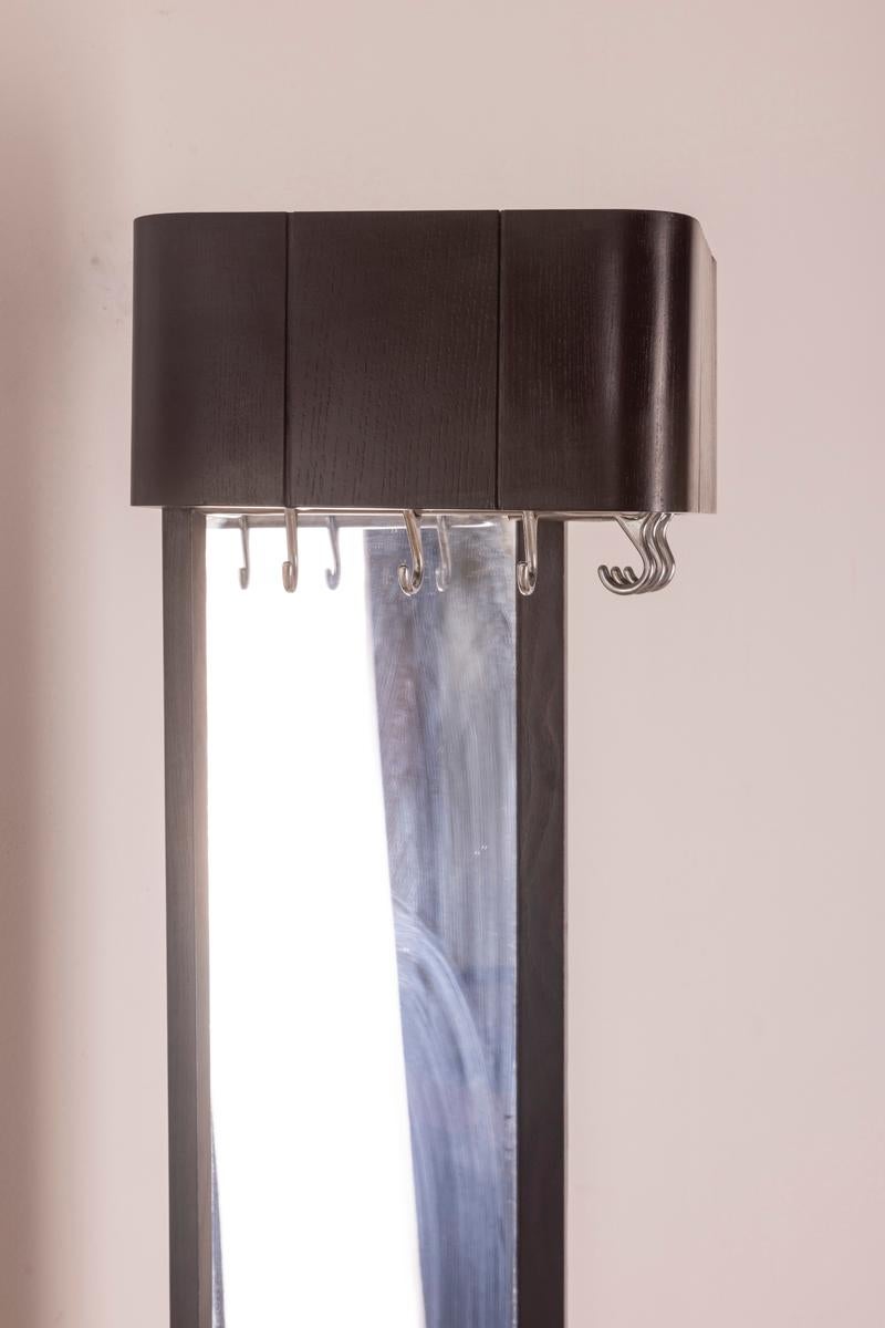 Vintage 70's coat rack mirror with lamp Italian design In Good Condition For Sale In None, IT