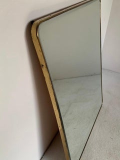 Gio Ponti Attributed Brass Wall Mirror, Mid-Century Modern, Italy