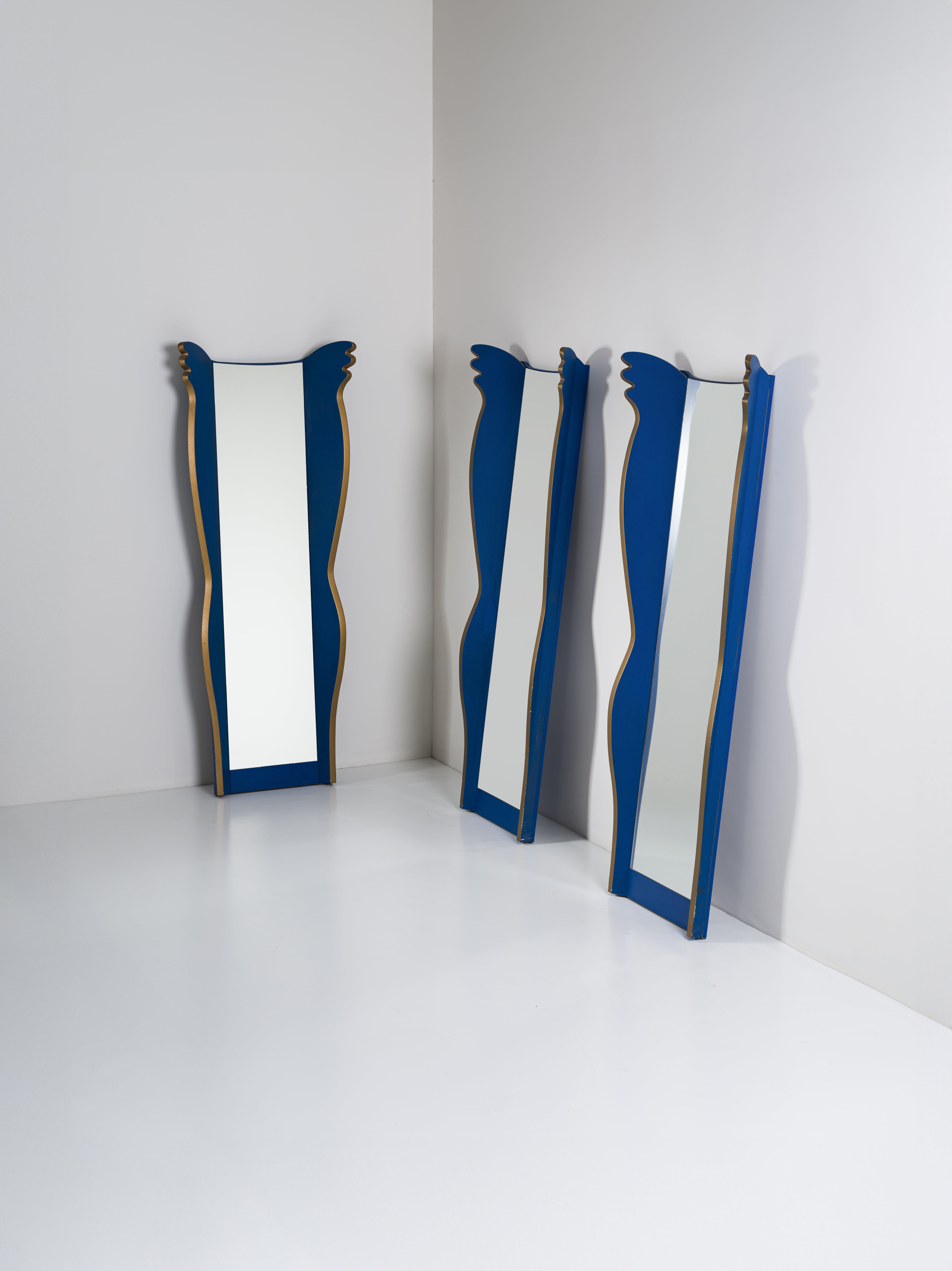 Miroir bleu et or Collection Maletik par Borek Sipek pour Maletti Italie 80'S en vente 3