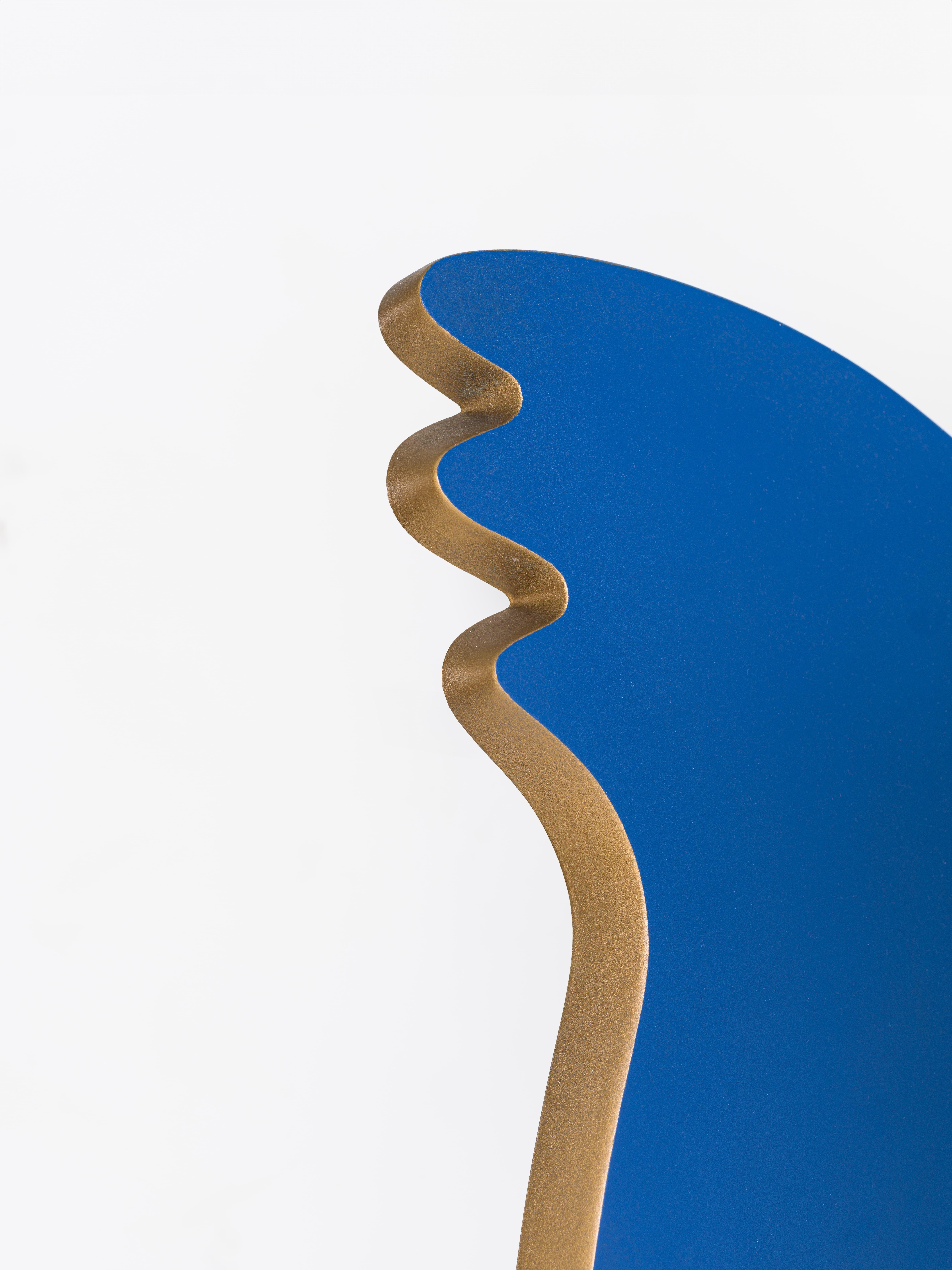 Laqué Miroir bleu et or Collection Maletik par Borek Sipek pour Maletti Italie 80'S en vente