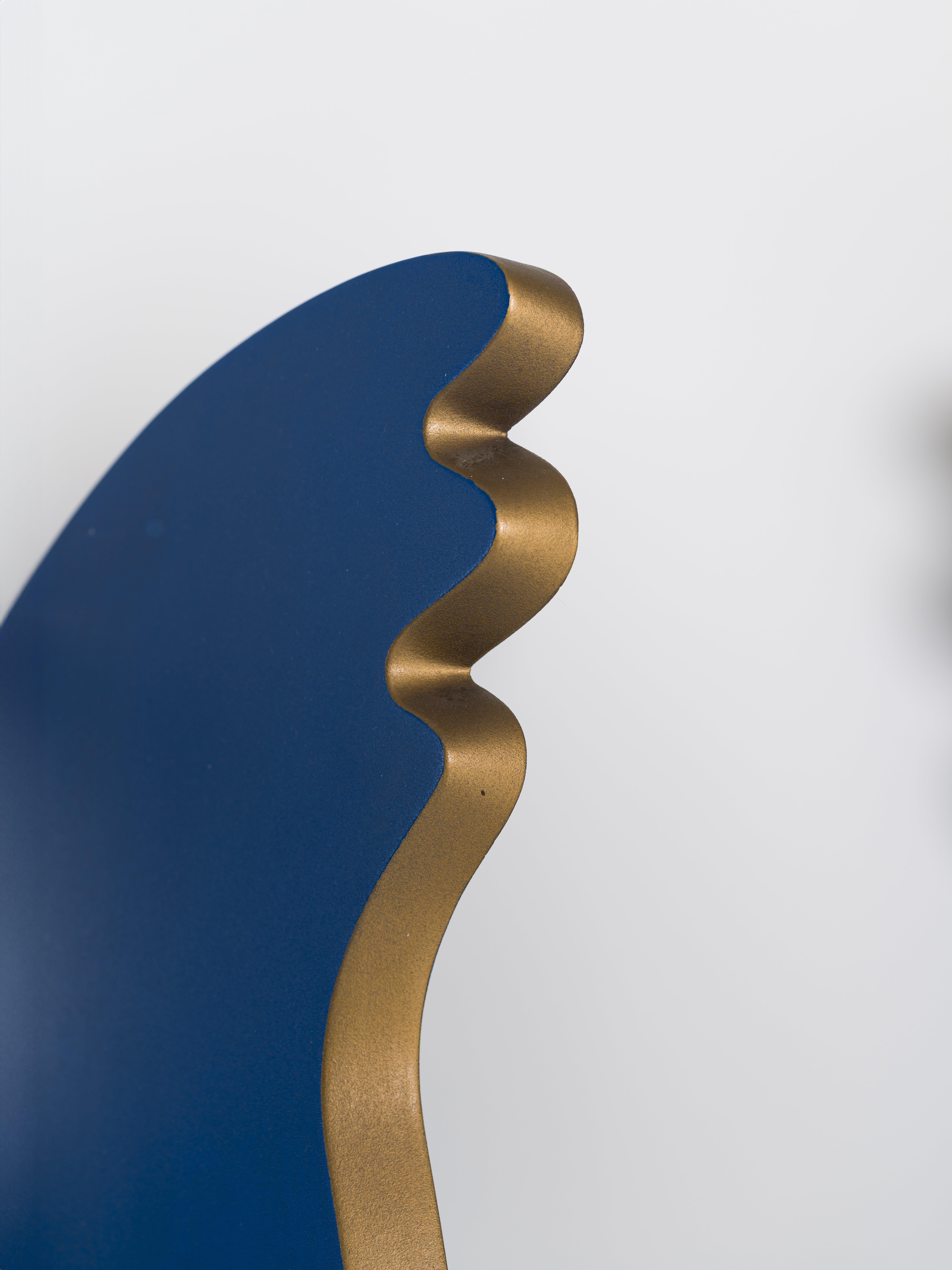 Late 20th Century Miroir bleu et or Collection Maletik par Borek Sipek pour Maletti Italie 80'S en vente