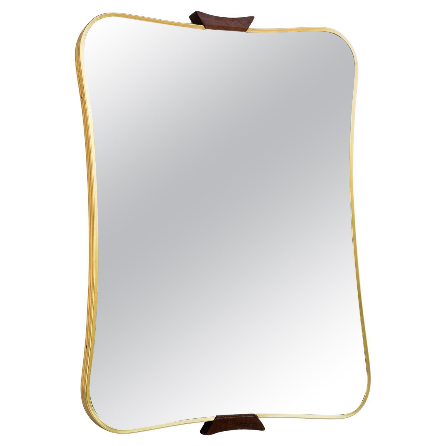Brass framed mirror, 1950s