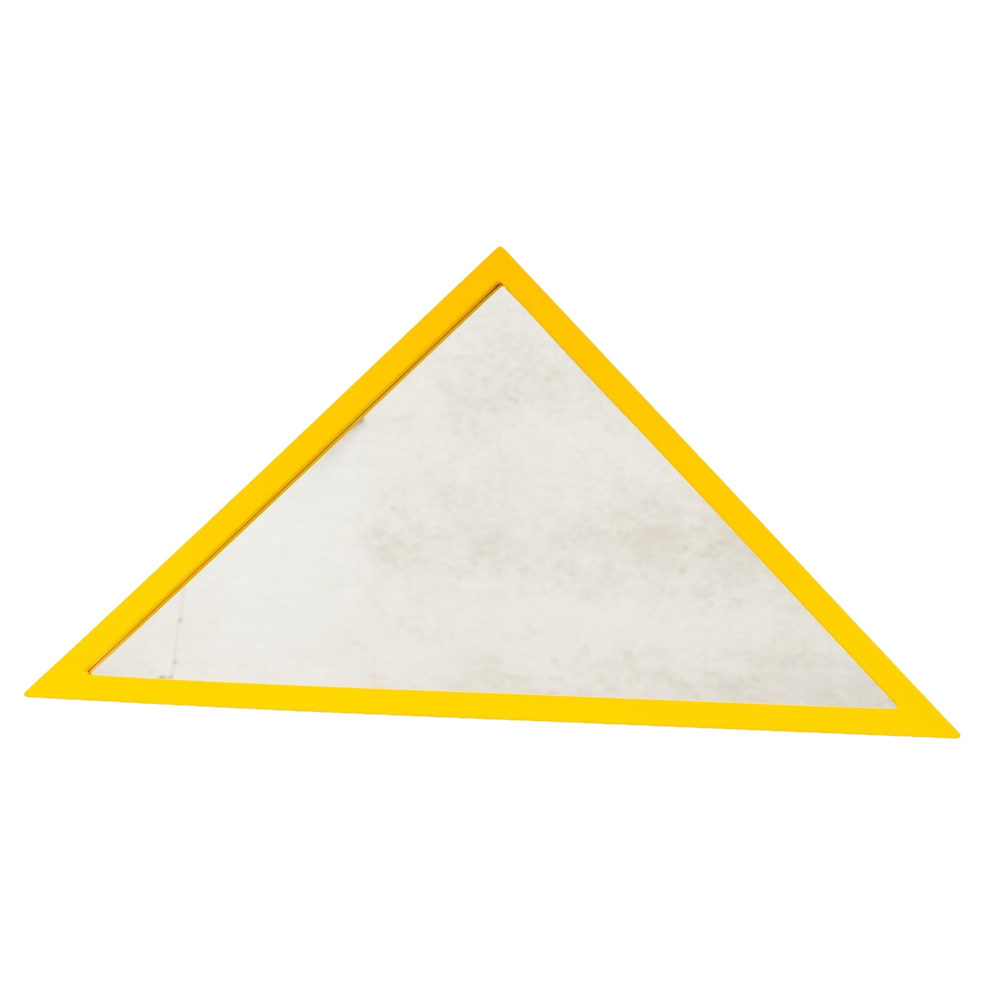 Miroir avec cadre triangulaire jaune par Anna Castelli Ferrieri, 1980