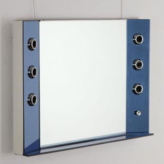1960s Mid-Century Modern Wall Mirror with Side Lights, Italy