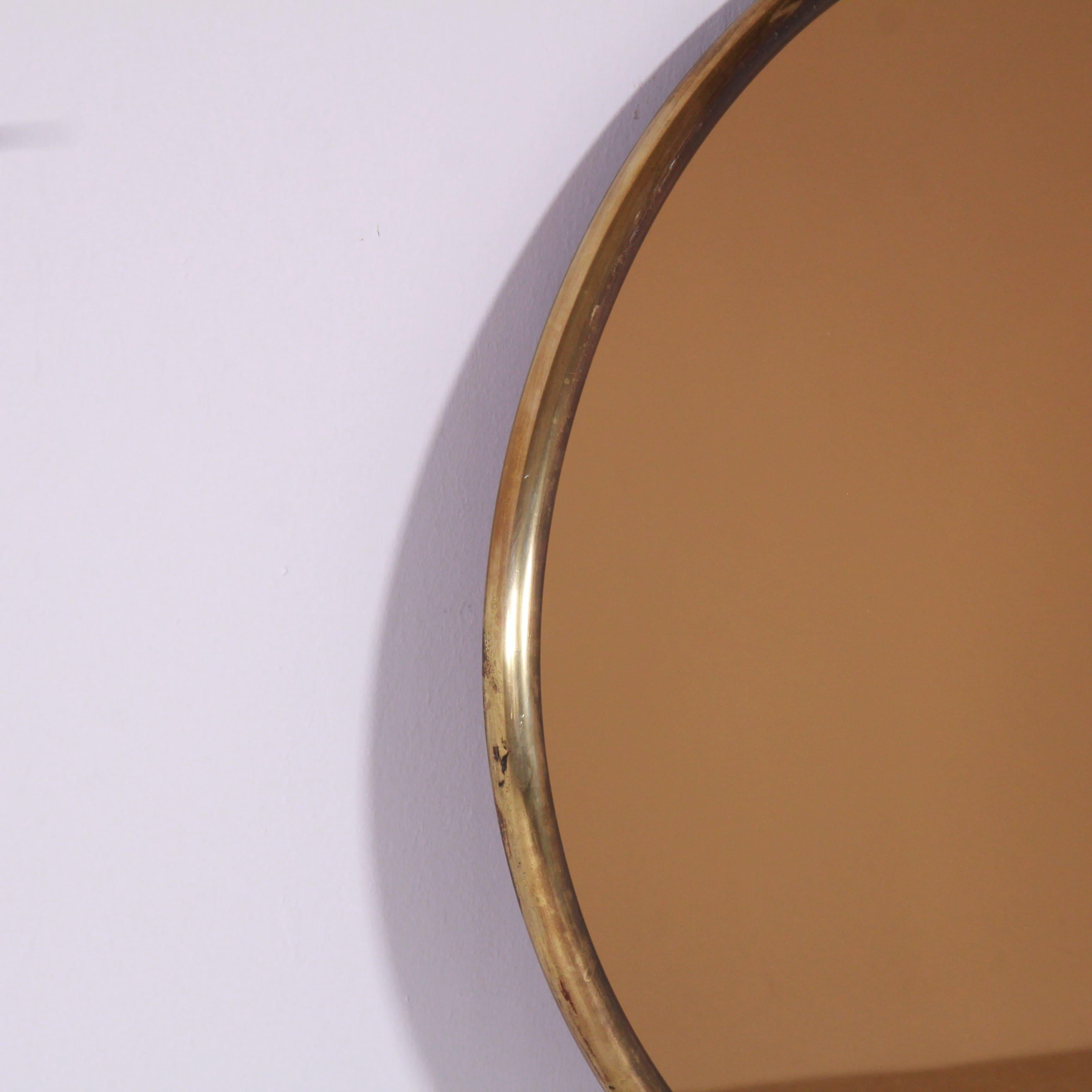 Mid-Century Modern Mirror with smoked glass and brass frame, 1970s For Sale