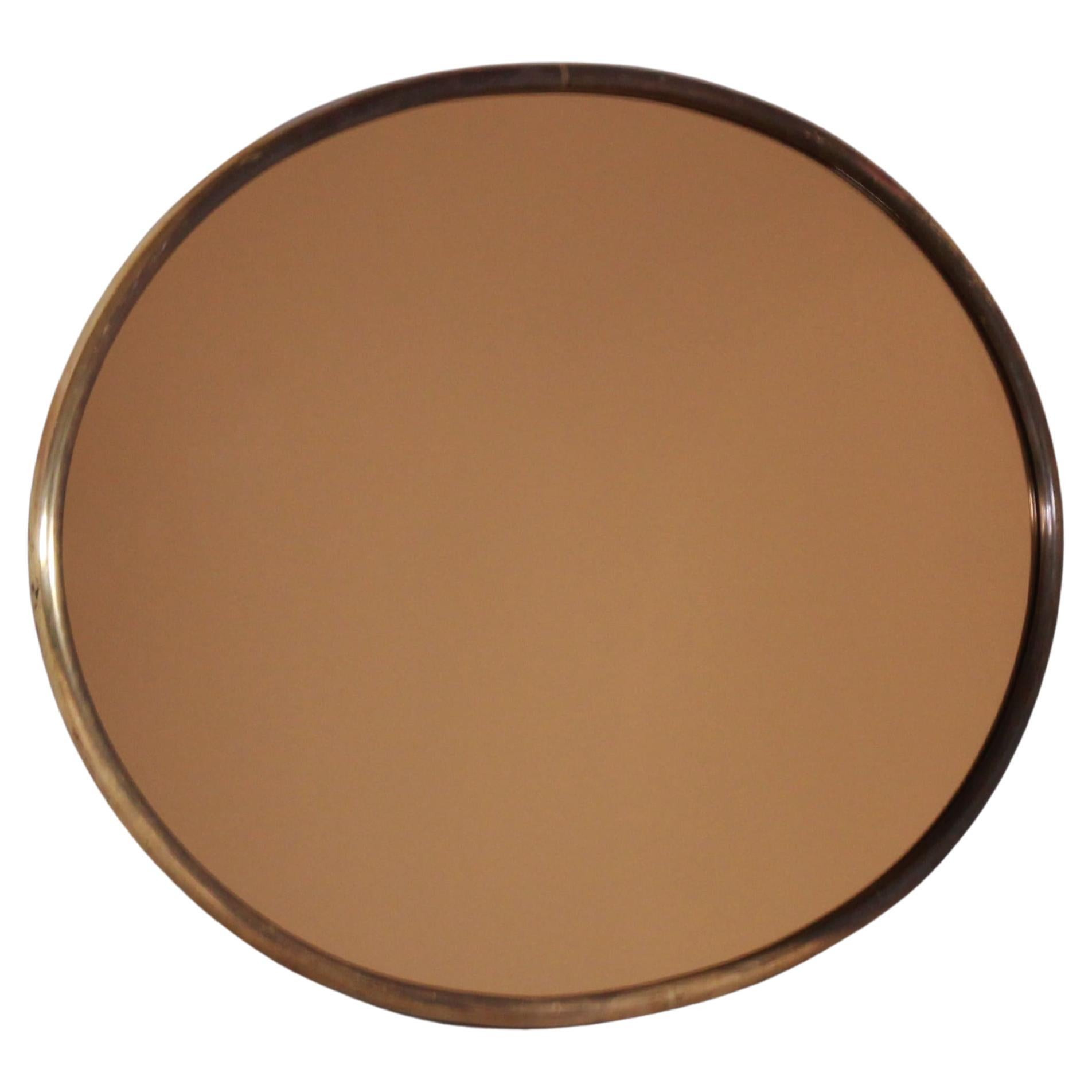 Mirror with smoked glass and brass frame, 1970s