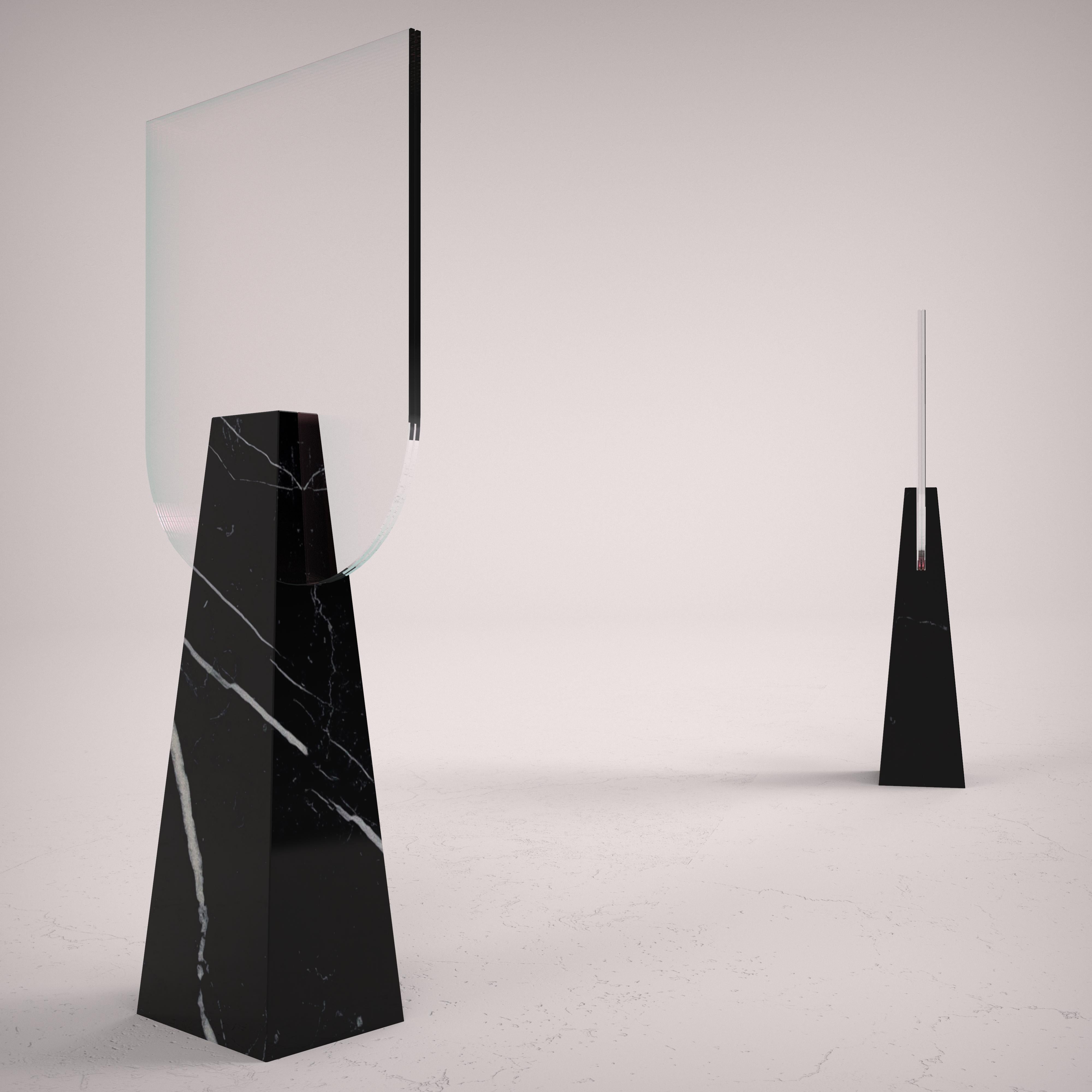 Zeitgenössischer Spiegel aus schwarzem Marquina-Marmor von Carcino Design im Angebot 1