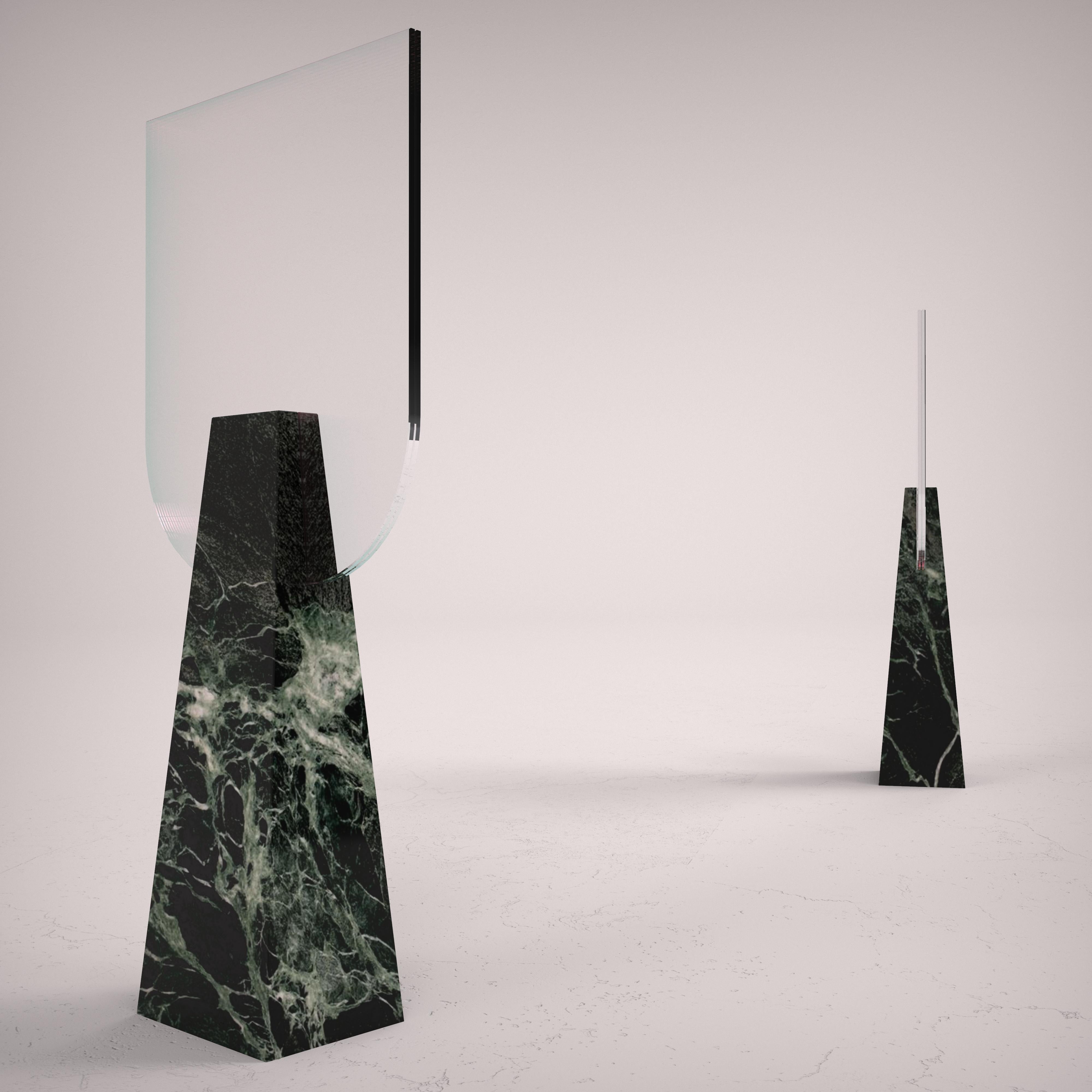 Contemporary Specchio contemporaneo in marmo Verde Alpi by Carcino Design For Sale
