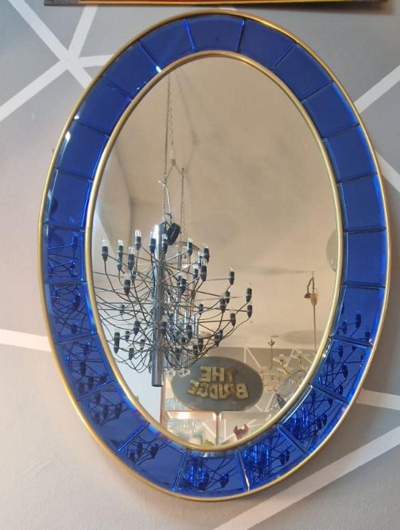 Specchio Cristal Art ovale Anni '60, Specchio (Italian) im Angebot
