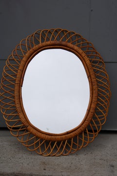 Franco Albini 1950 Woven Bamboo Wall Mirror