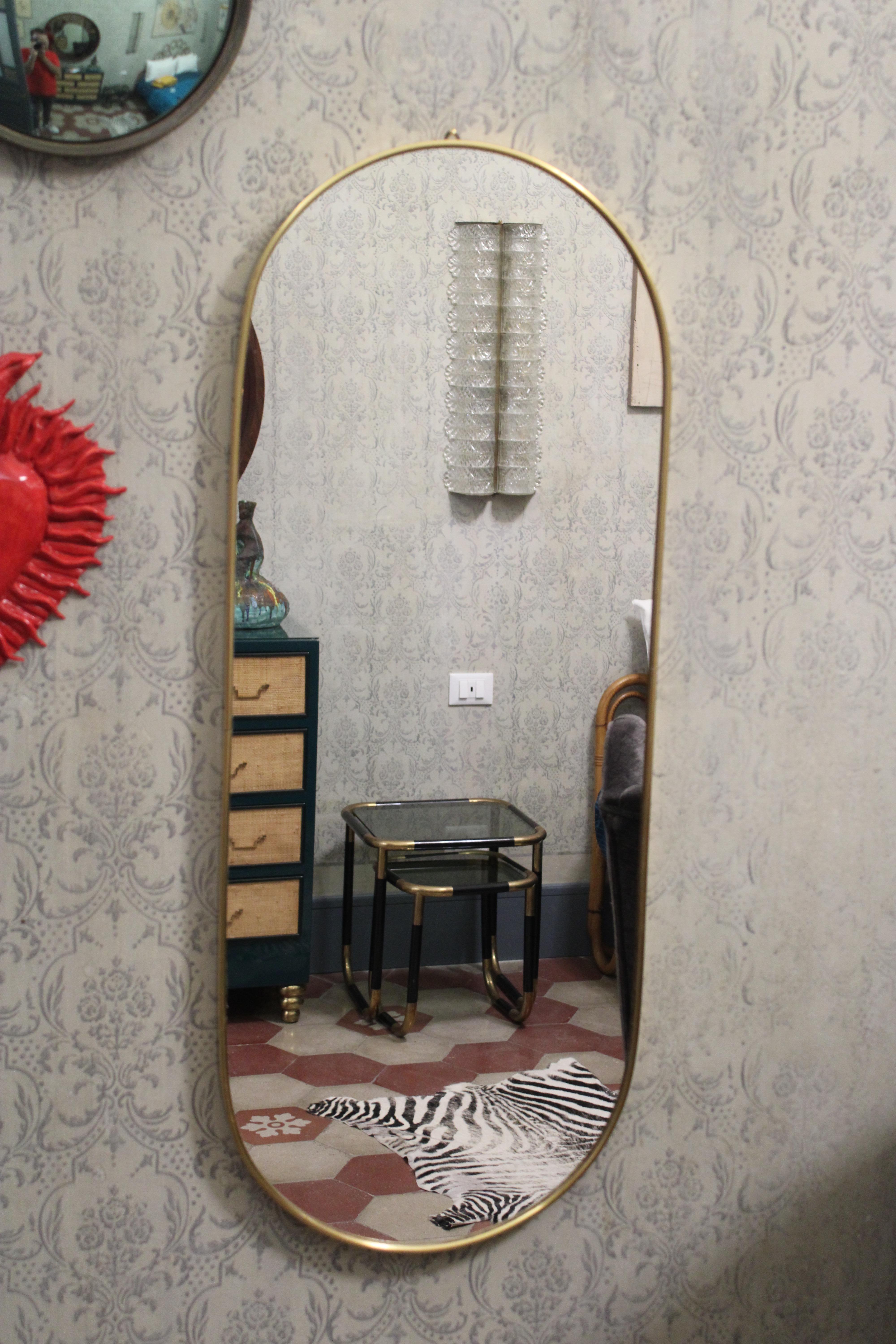 Italian Brass Shaped Mirror 