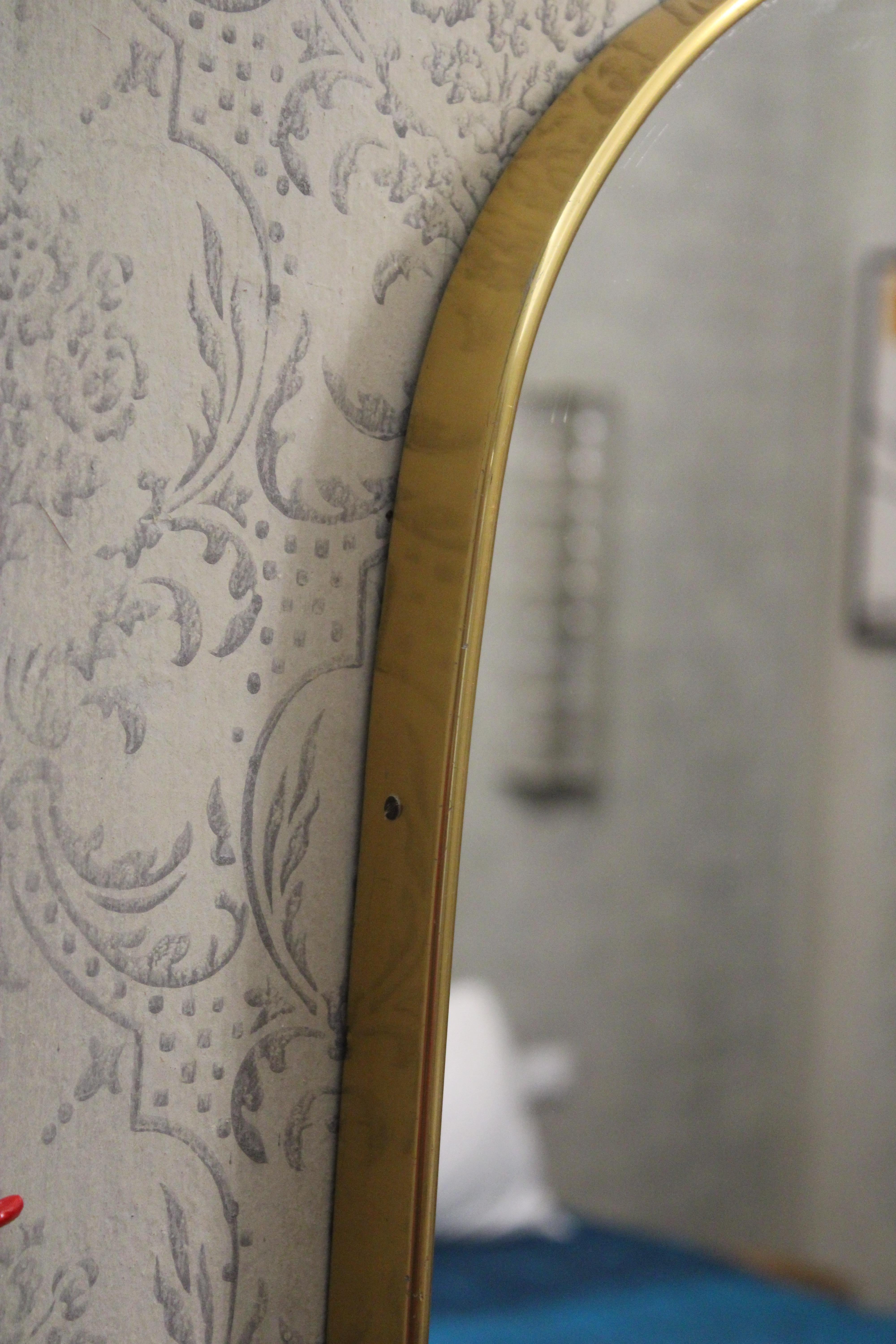 Italian Shaped Brass Wall Mirror Italy 1950s For Sale