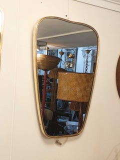 Brass Shield Wall Mirror, Italy 1950s