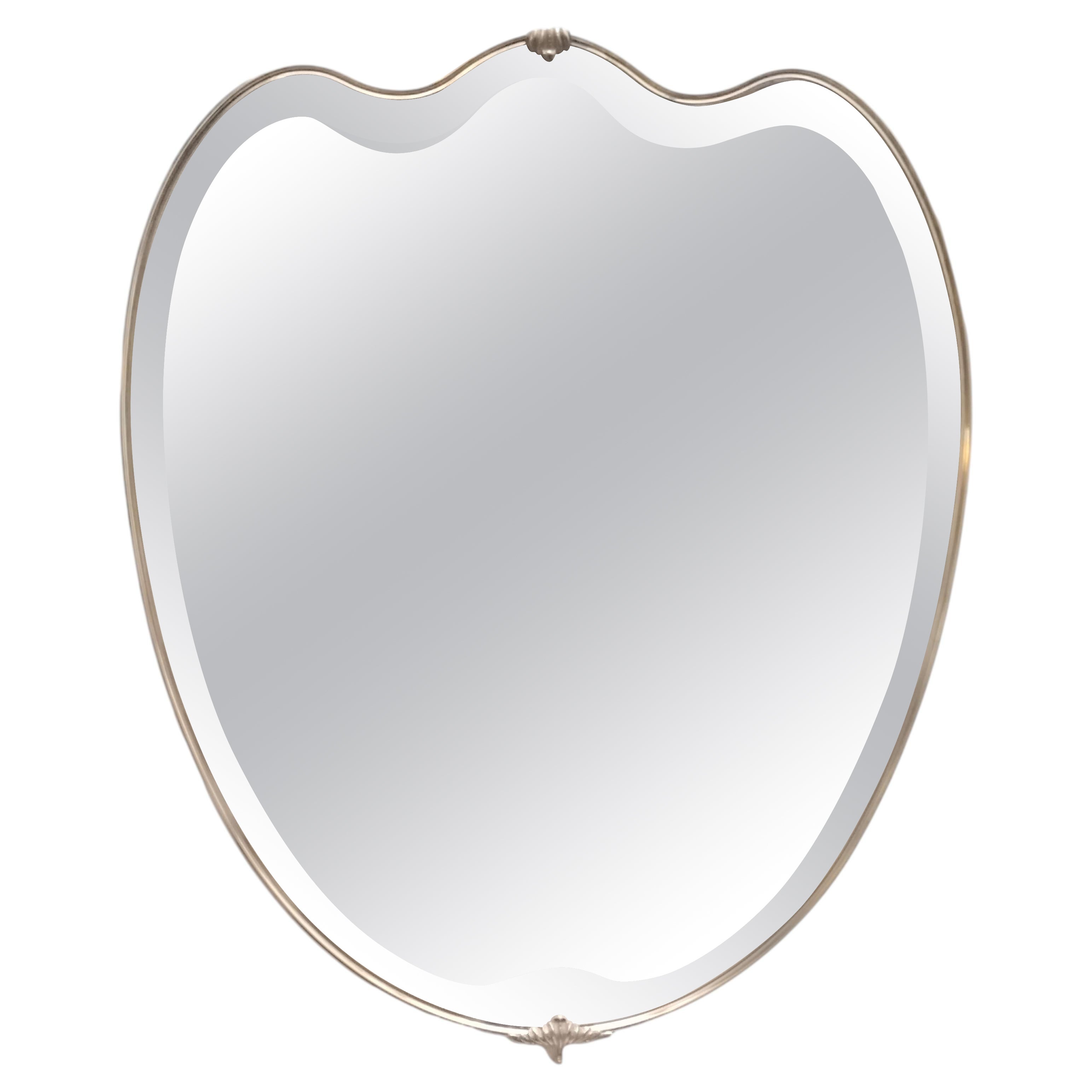 Brass Shield Wall Mirror, Italy 1960s