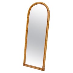 Arched wall mirror, bamboo and rattan, Year 1960