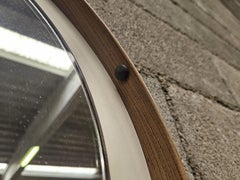 Specchio da parete anni '70 vintage in pvc ed ecopelle