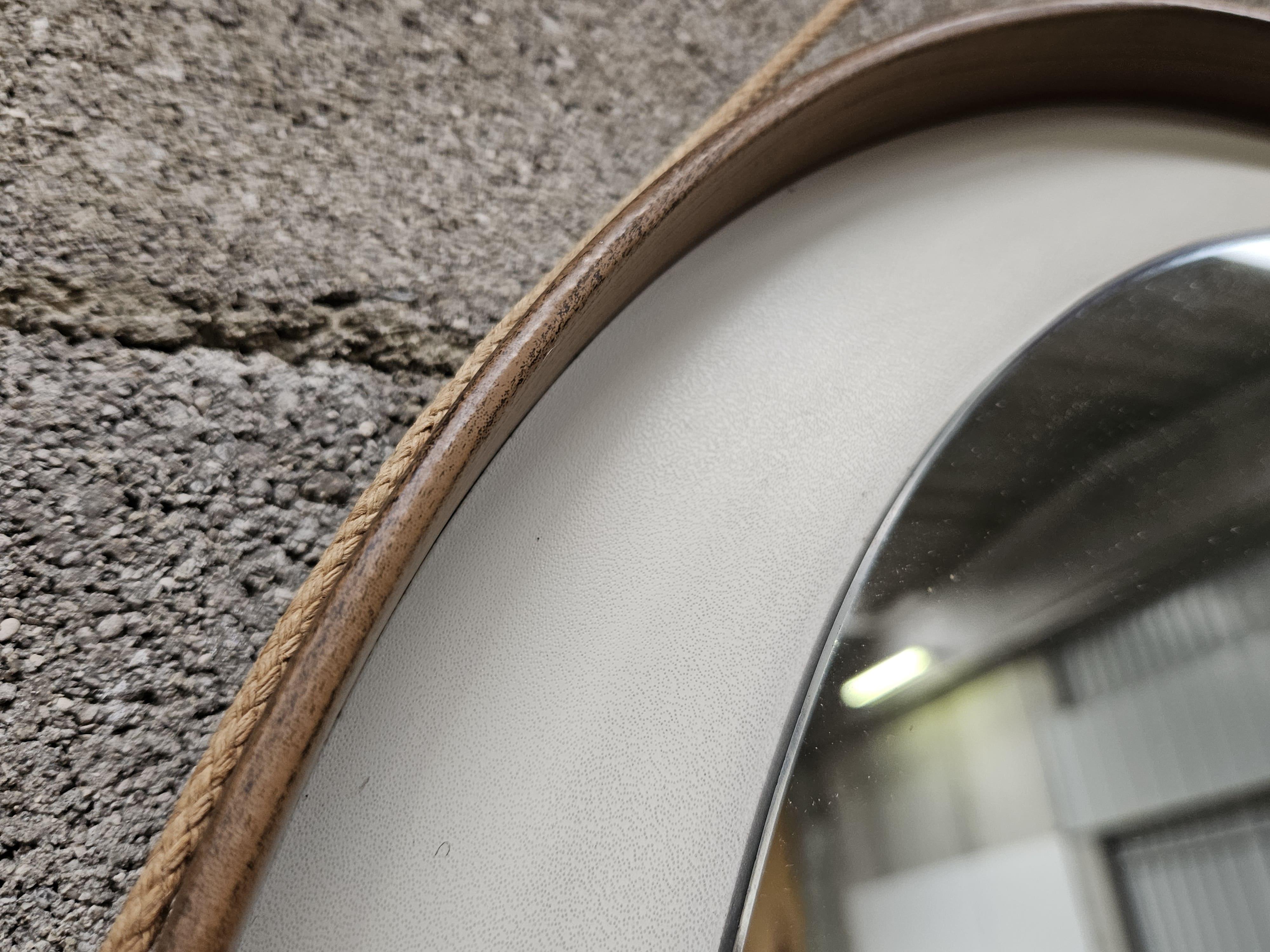 Mid-Century Modern Miroir mural vintage des années 1970 en pvc et faux cuir en vente