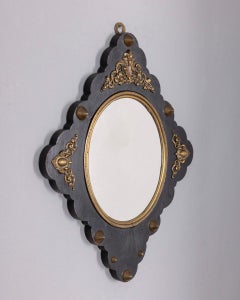 Miroir mural ancien en bois et bronze design italien