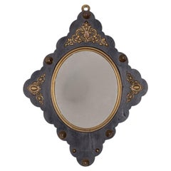 Miroir mural ancien en bois et bronze design italien
