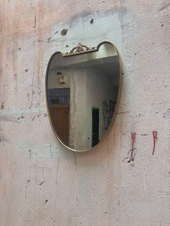 Specchio da parete Art Decò ottone Italia del 1950