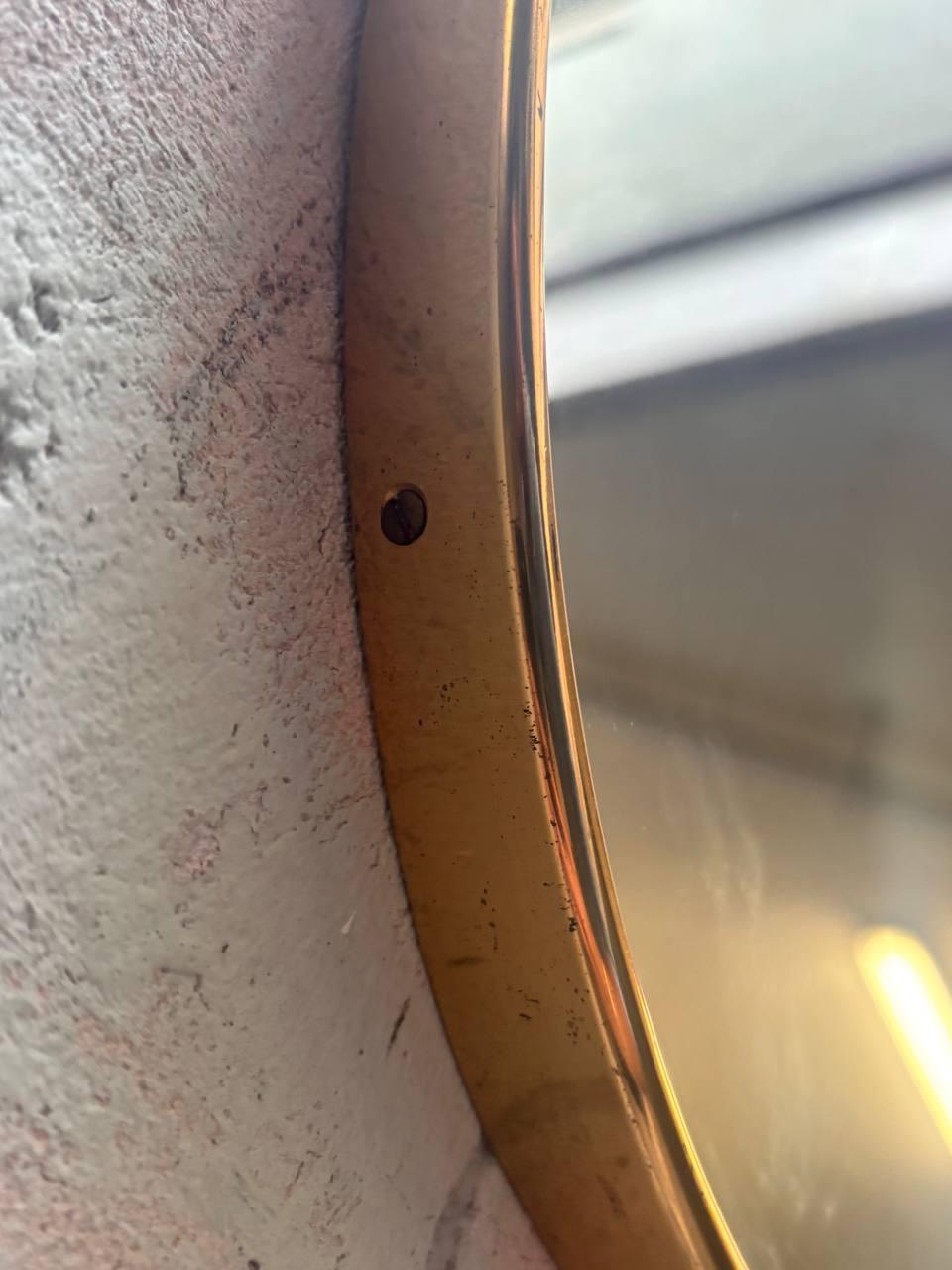 Mid-20th Century Specchio da parete Art Decò Gio ponti originale in legno, ottone Italia del 1950 in vendita