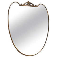 Art Deco Gio ponti original wooden wall mirror, brass Italy 1950s