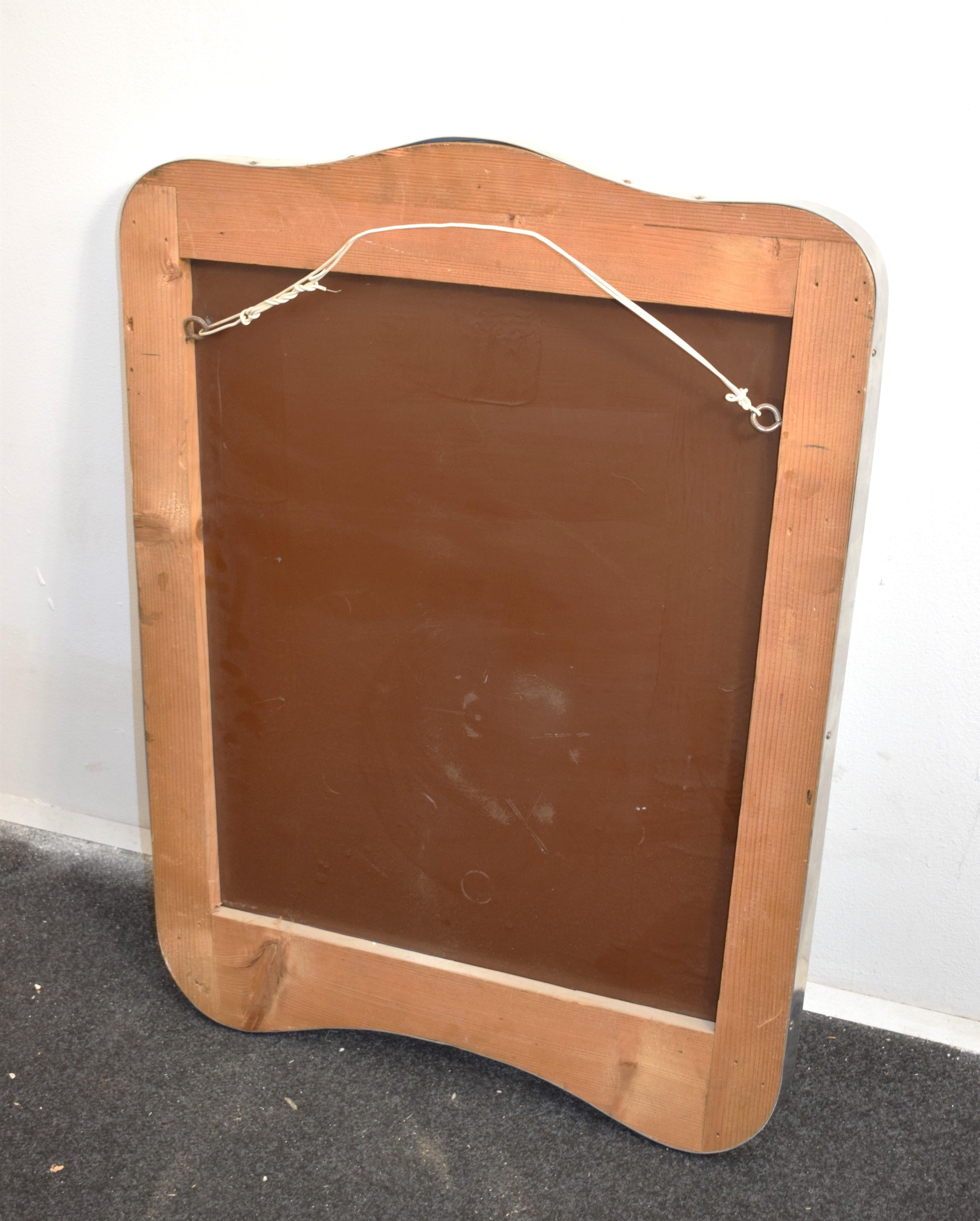 Wall mirror with aluminum frame, Italy, 1940s. For Sale 4