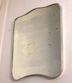 Wall mirror with aluminum frame, Italy, 1940s.