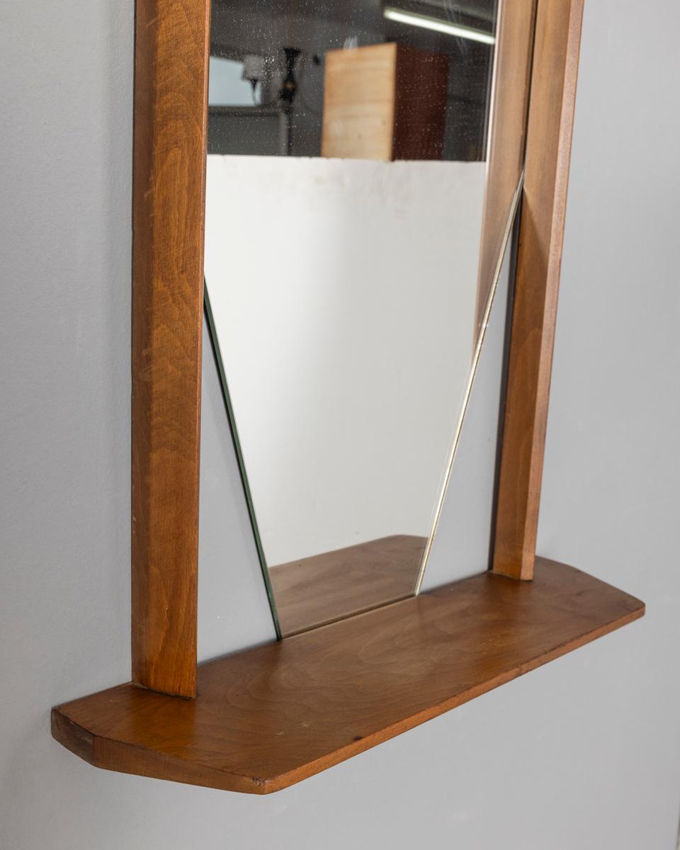Mid-20th Century Specchio da parete con mensola vintage anni 60 design Italiano For Sale