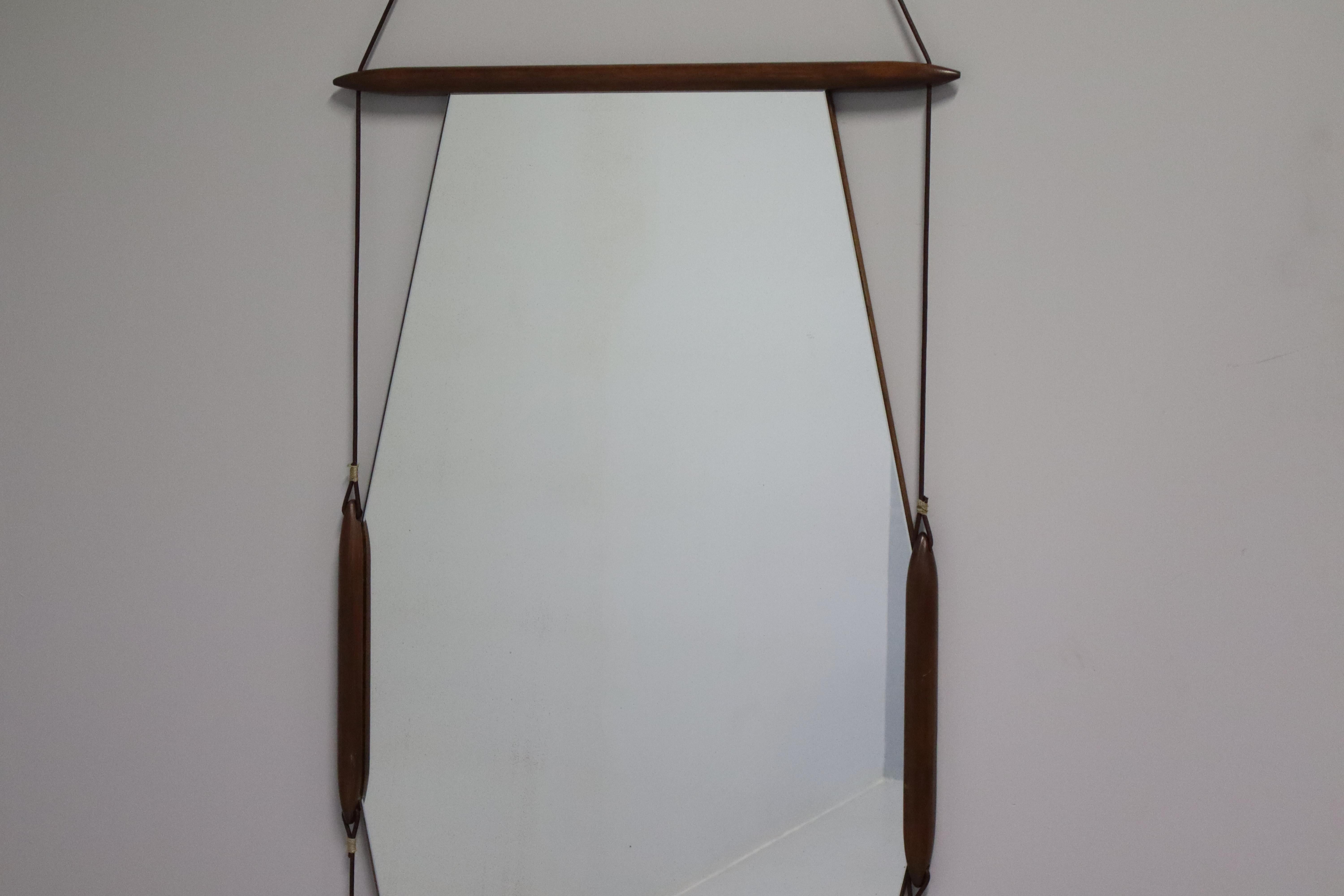 Mid-Century Modern Wall Mirror Designer Ico Parisi for MIM Original Label For Sale